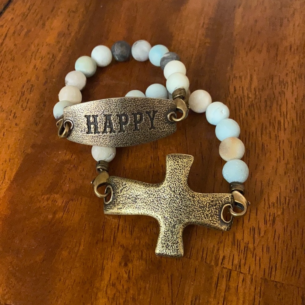 Inspirational Beaded Bracelet Stretchy Amazonite